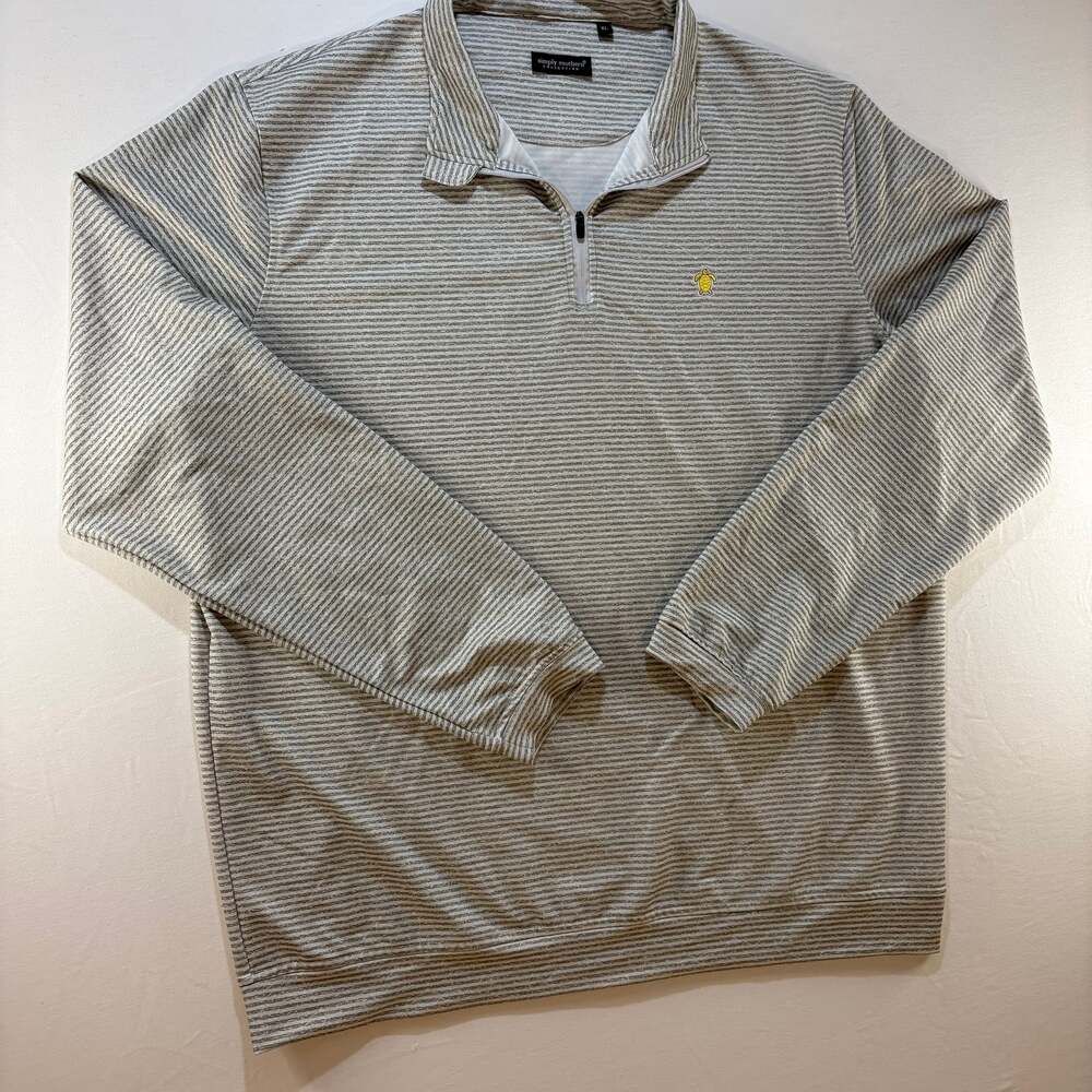 Simply Southern Men's 1/4 Zip Pullover Size XL, Turtle Logo, Striped Gray